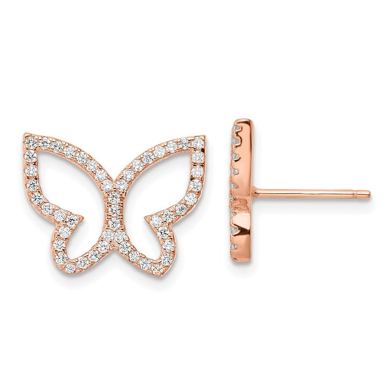 Sterlingsilber Roséfarben Zirkonia Offen Schmetterling Ohrstecker