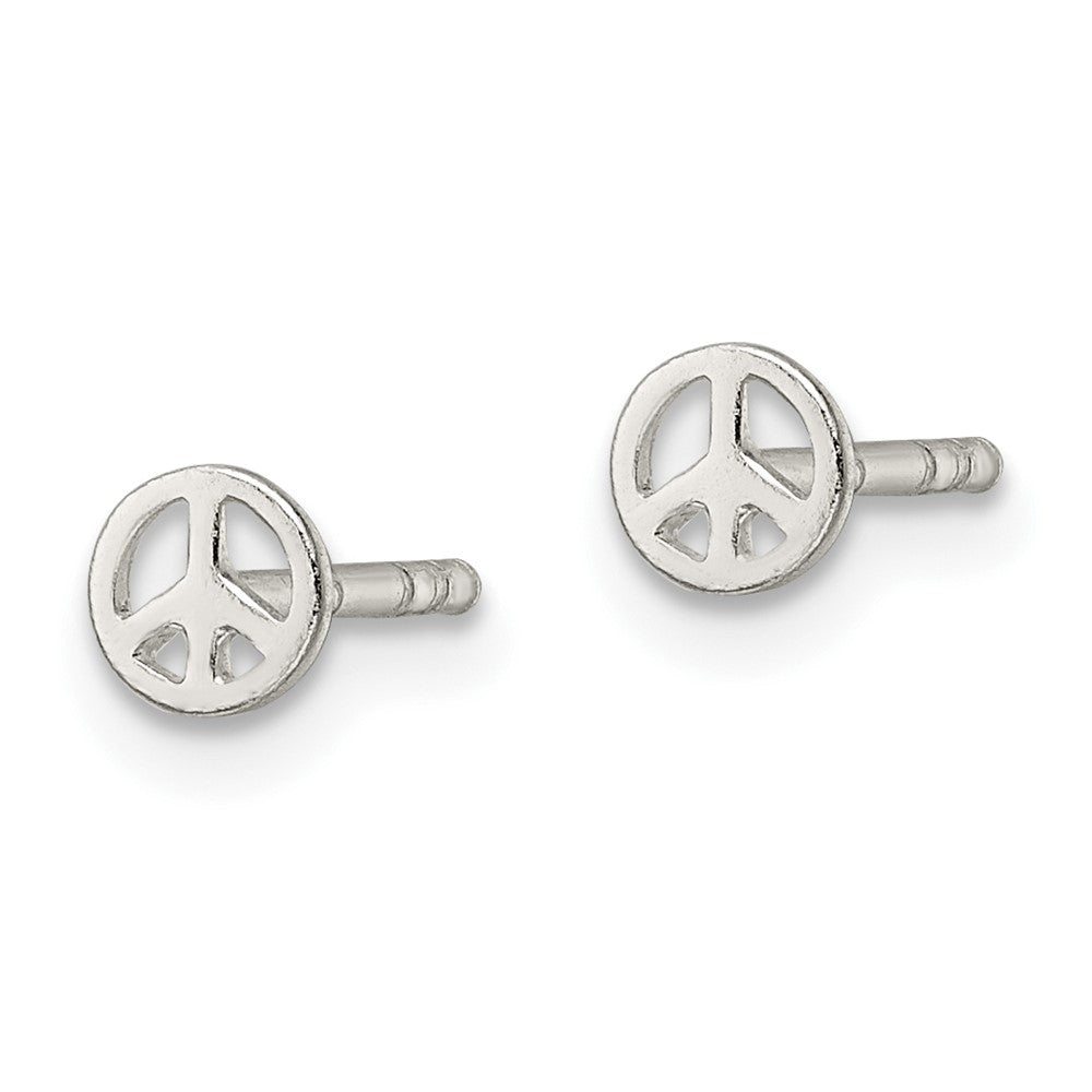 Sterlingsilber Poliert Frieden Zeichen Ohrstecker