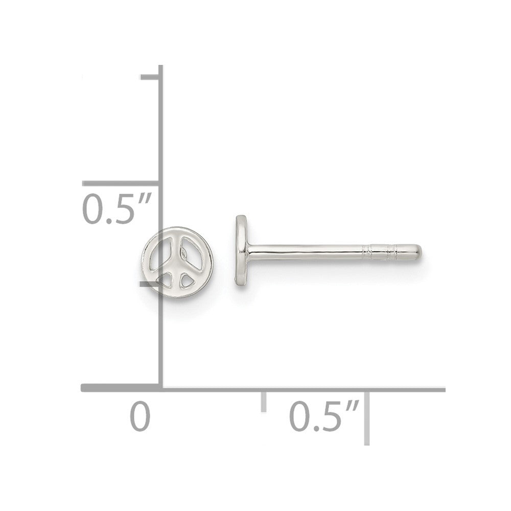 Sterlingsilber Poliert Frieden Zeichen Ohrstecker