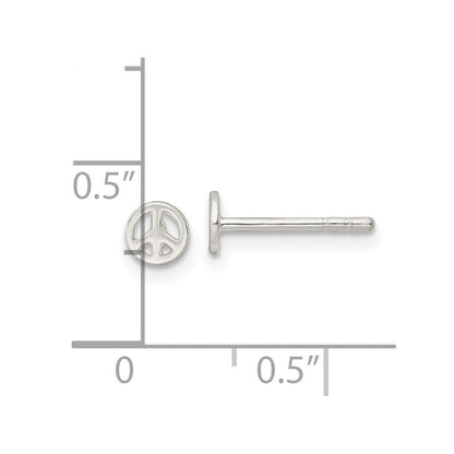 Sterlingsilber Poliert Frieden Zeichen Ohrstecker