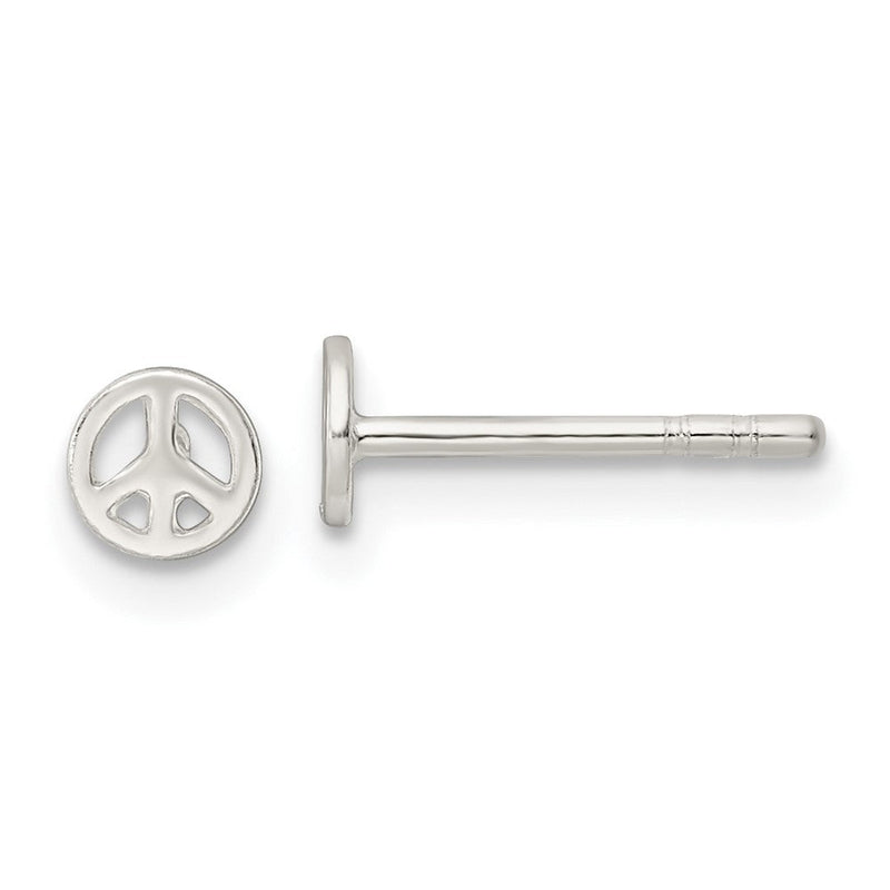 Sterlingsilber Poliert Frieden Zeichen Ohrstecker
