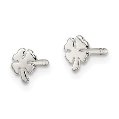 Sterlingsilber Poliert 4 Blatt Klee Ohrstecker