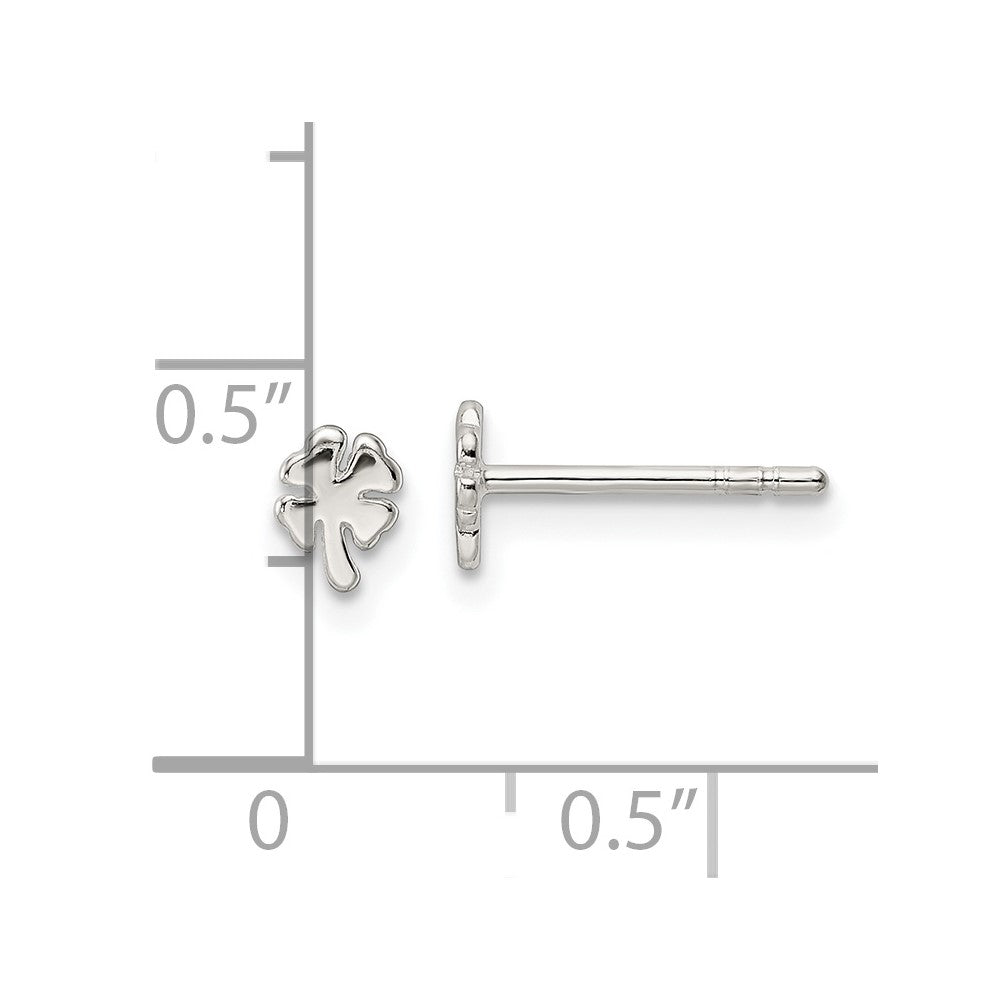 Sterlingsilber Poliert 4 Blatt Klee Ohrstecker