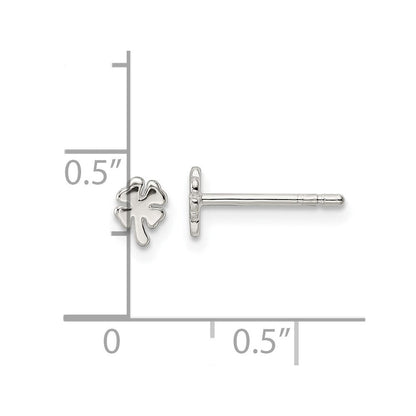Sterlingsilber Poliert 4 Blatt Klee Ohrstecker