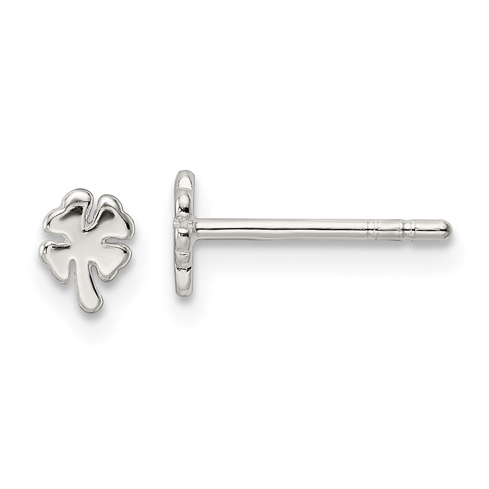Sterlingsilber Poliert 4 Blatt Klee Ohrstecker
