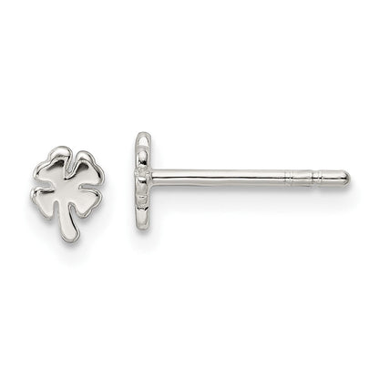Sterlingsilber Poliert 4 Blatt Klee Ohrstecker