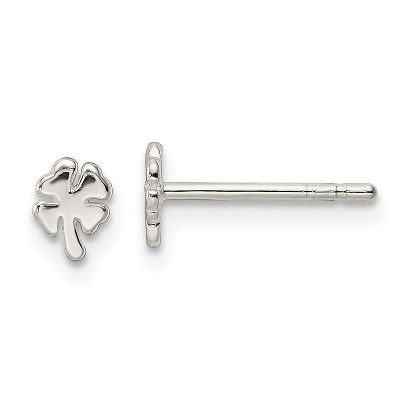 Sterlingsilber Poliert 4 Blatt Klee Ohrstecker