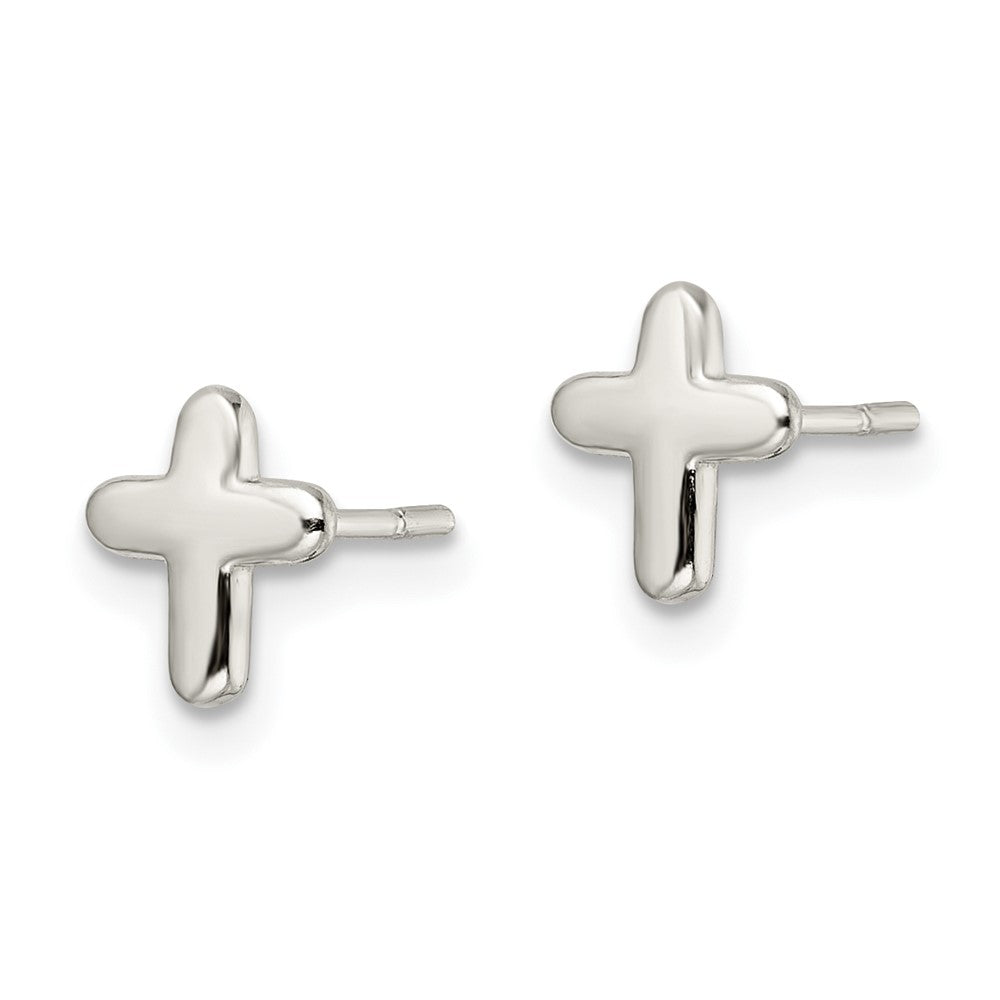Sterlingsilber Poliert Lateinisch Kreuz Ohrstecker