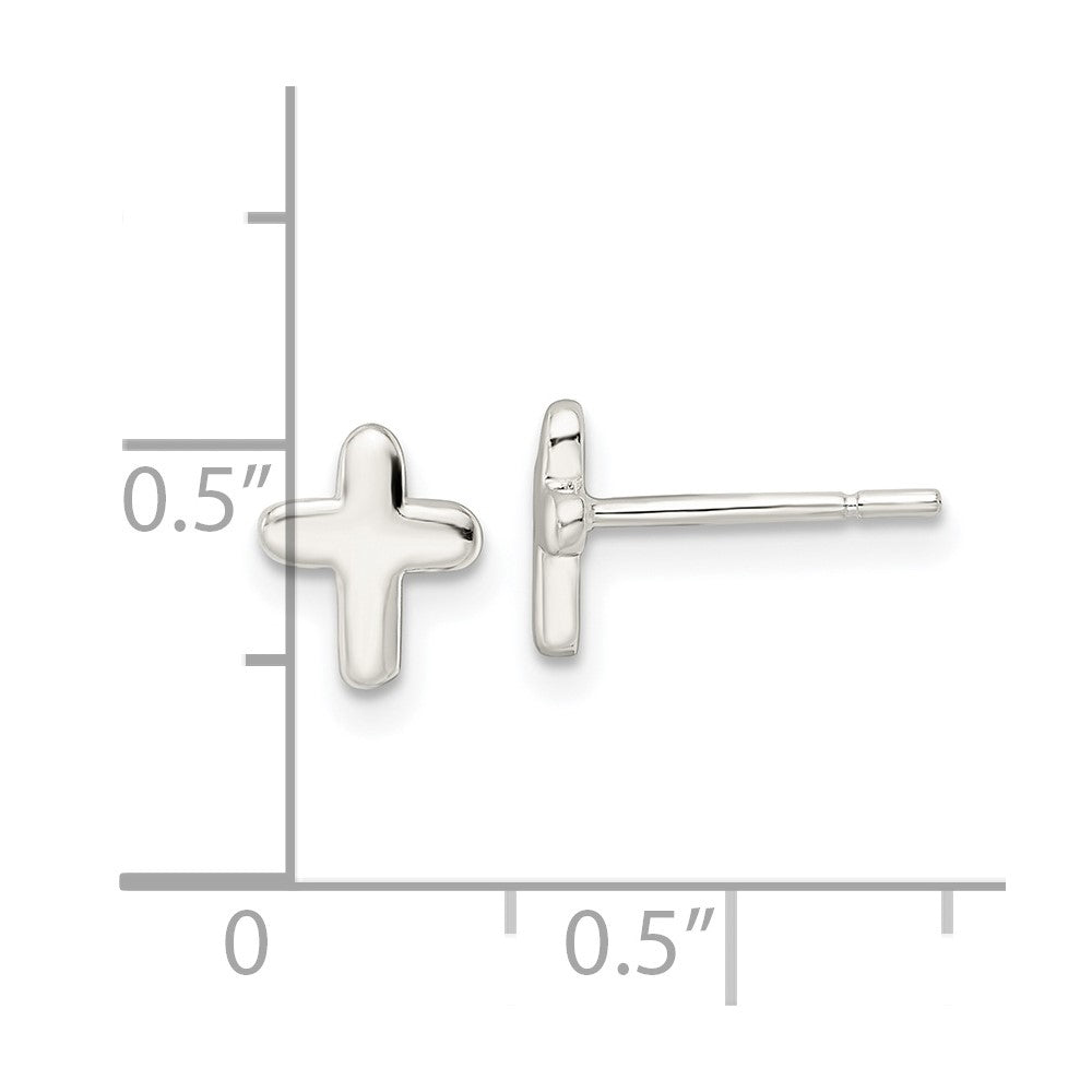 Sterlingsilber Poliert Lateinisch Kreuz Ohrstecker