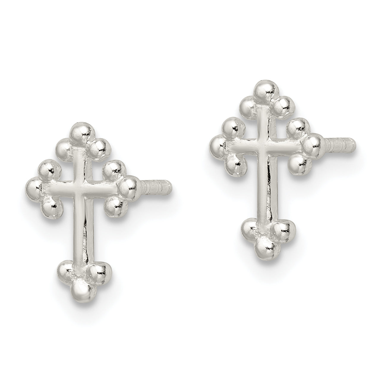Sterlingsilber Poliert Knospend Kreuz Ohrstecker