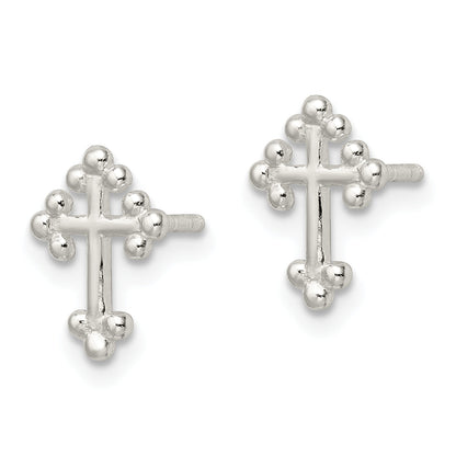 Sterlingsilber Poliert Knospend Kreuz Ohrstecker