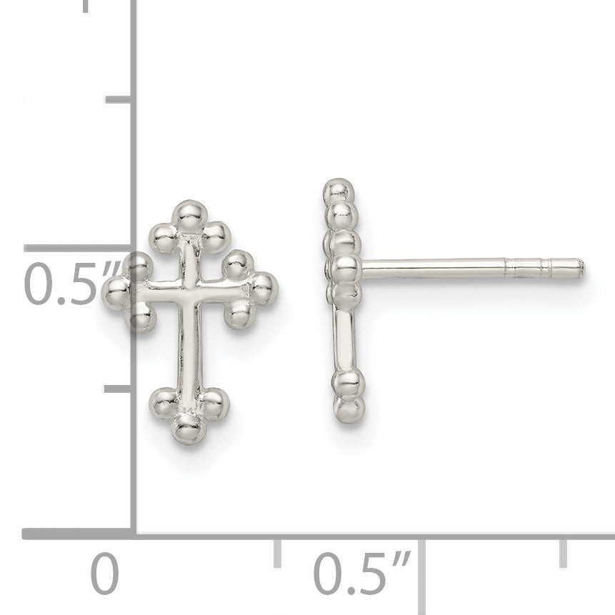 Sterlingsilber Poliert Knospend Kreuz Ohrstecker