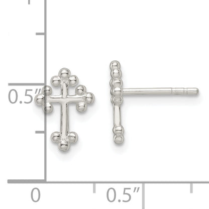 Sterlingsilber Poliert Knospend Kreuz Ohrstecker