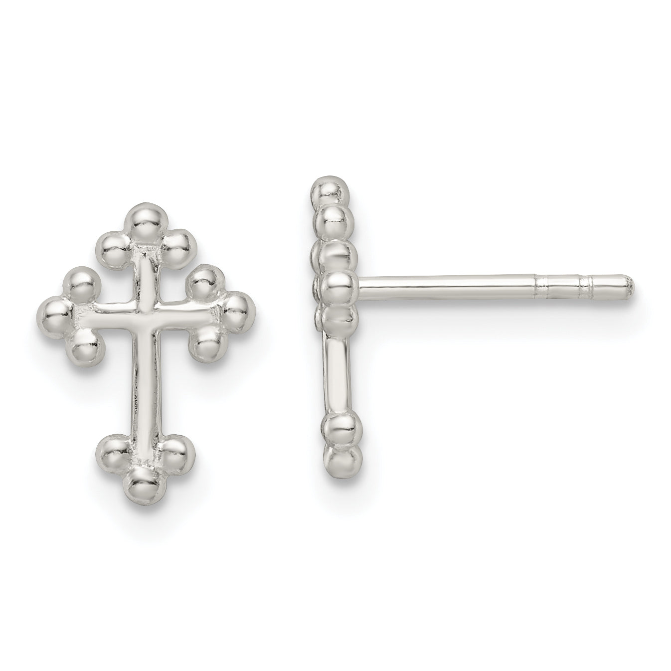Sterlingsilber Poliert Knospend Kreuz Ohrstecker