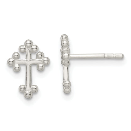 Sterlingsilber Poliert Knospend Kreuz Ohrstecker