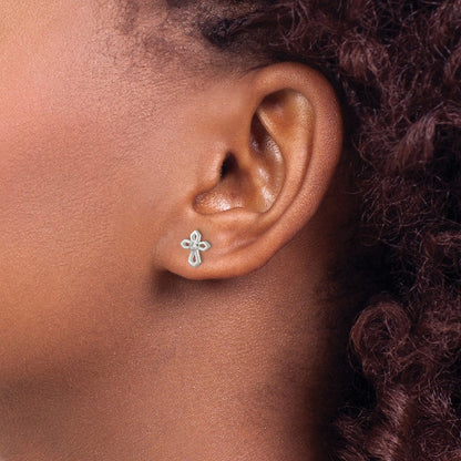 Sterlingsilber Poliert Zirkonia Passion Kreuz Ohrstecker