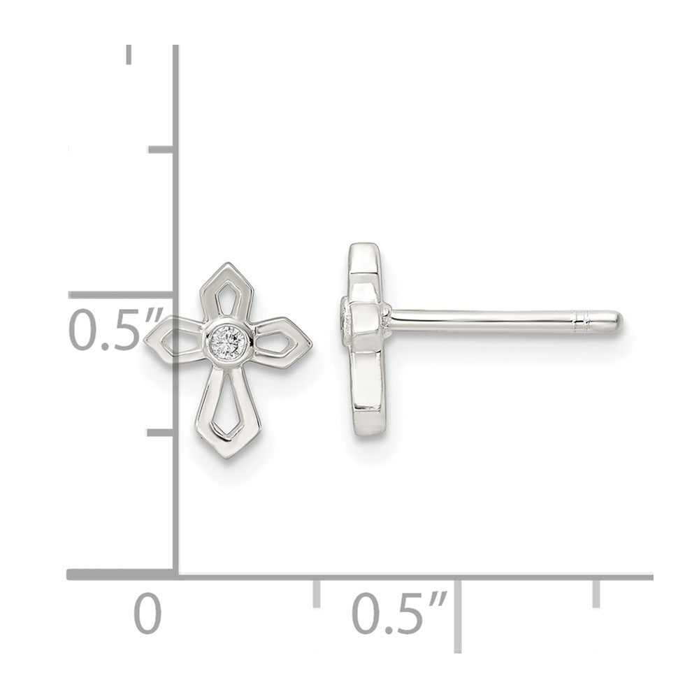Sterlingsilber Poliert Zirkonia Passion Kreuz Ohrstecker