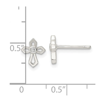 Sterlingsilber Poliert Zirkonia Passion Kreuz Ohrstecker