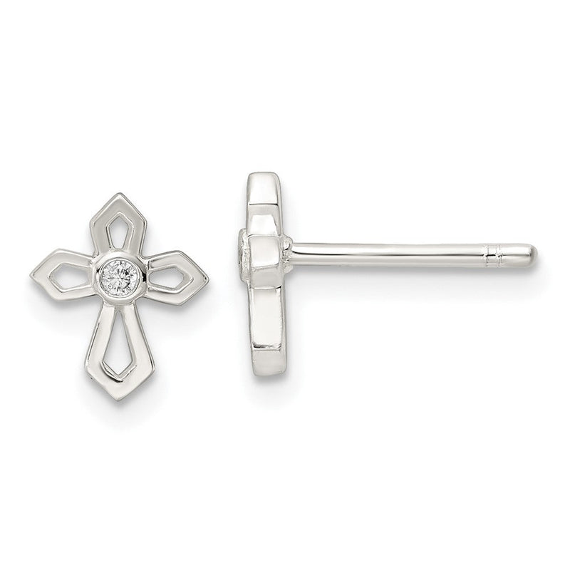 Sterlingsilber Poliert Zirkonia Passion Kreuz Ohrstecker