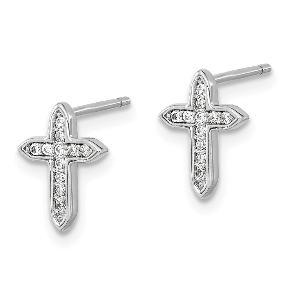 Sterlingsilber Rhodiniert Poliert Zirkonia Passion Kreuz Ohrstecker