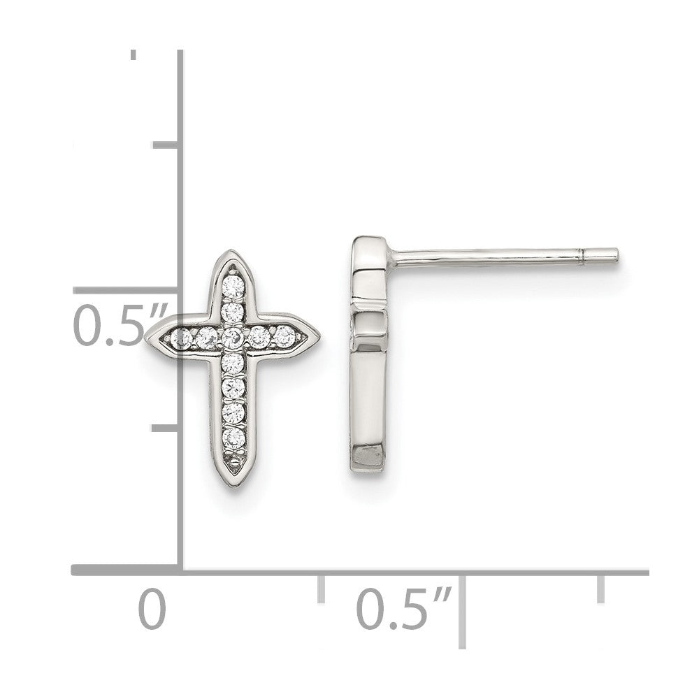 Sterlingsilber Rhodiniert Poliert Zirkonia Passion Kreuz Ohrstecker