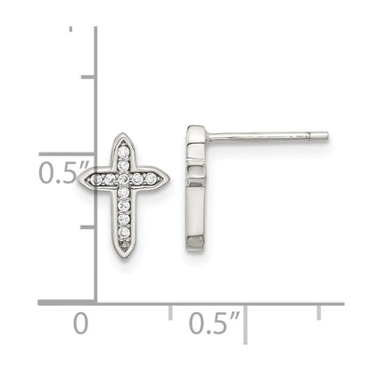 Sterlingsilber Rhodiniert Poliert Zirkonia Passion Kreuz Ohrstecker