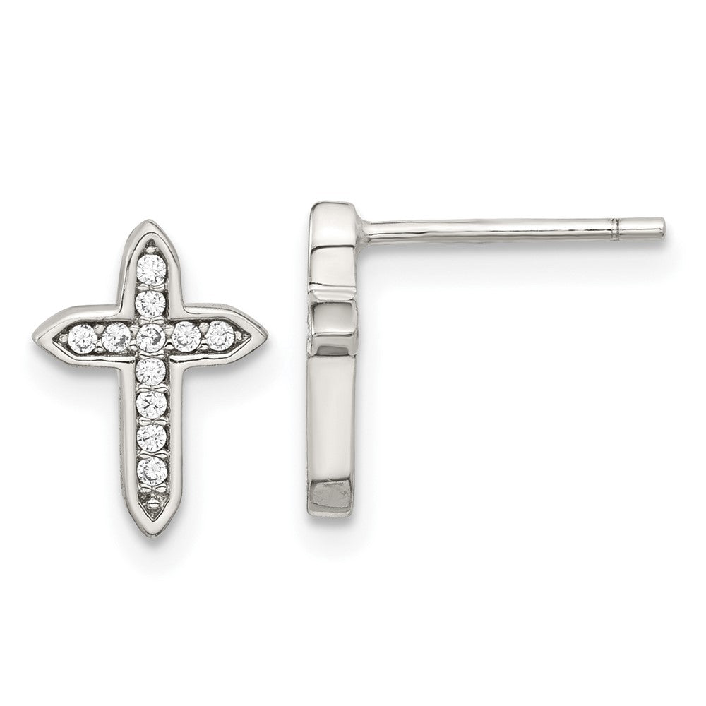 Sterlingsilber Rhodiniert Poliert Zirkonia Passion Kreuz Ohrstecker