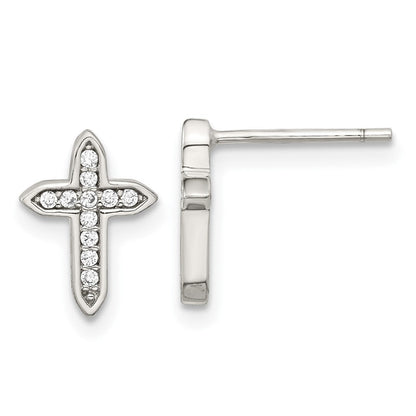 Sterlingsilber Rhodiniert Poliert Zirkonia Passion Kreuz Ohrstecker