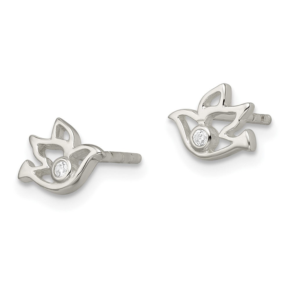 Sterlingsilber Poliert Zirkonia Taube Ohrstecker