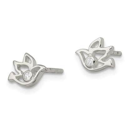 Sterlingsilber Poliert Zirkonia Taube Ohrstecker