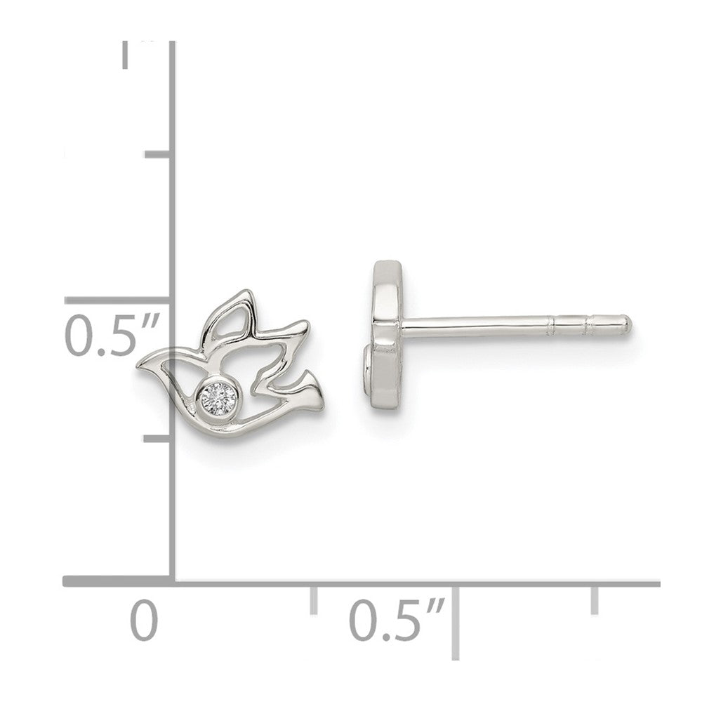 Sterlingsilber Poliert Zirkonia Taube Ohrstecker