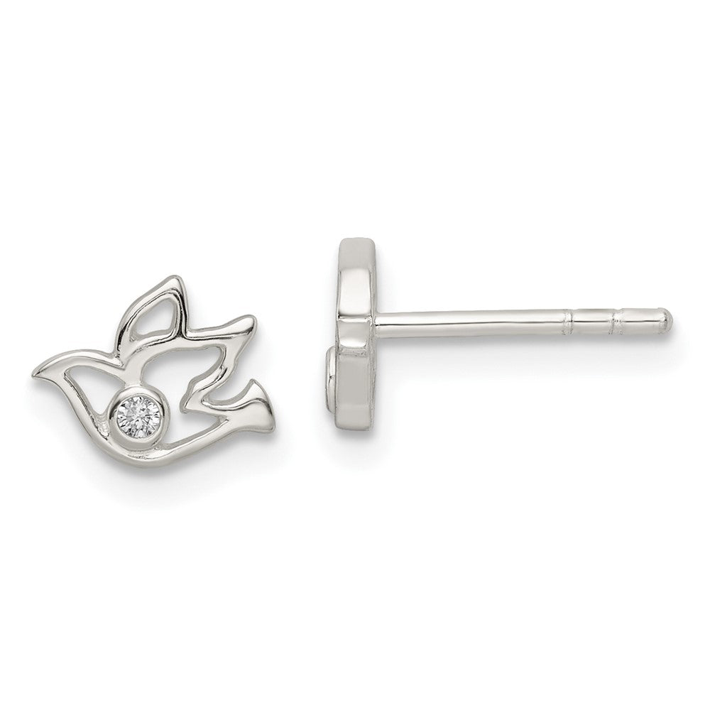 Sterlingsilber Poliert Zirkonia Taube Ohrstecker