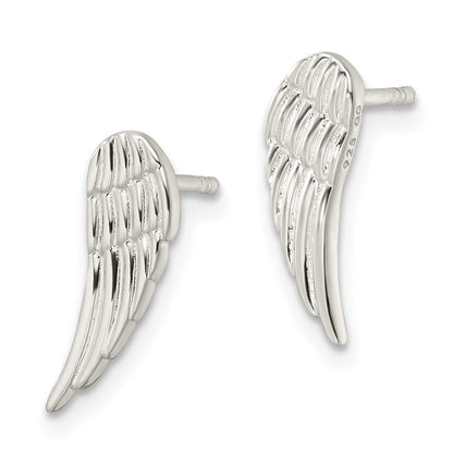 Sterlingsilber Poliert und Strukturiert Flügel Ohrstecker
