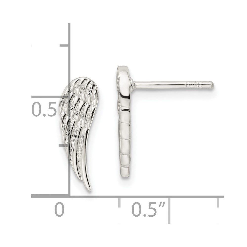 Sterlingsilber Poliert und Strukturiert Flügel Ohrstecker