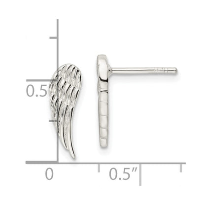Sterlingsilber Poliert und Strukturiert Flügel Ohrstecker