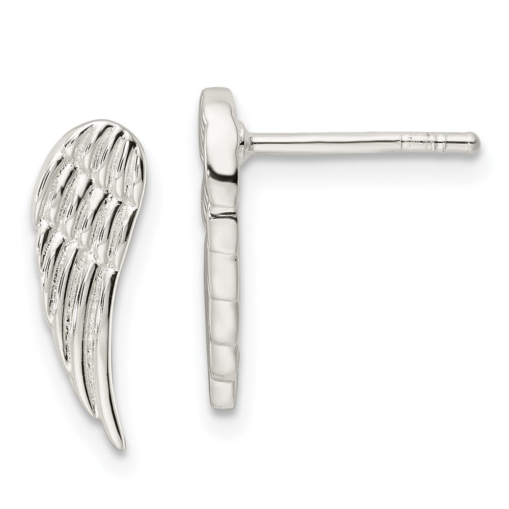 Sterlingsilber Poliert und Strukturiert Flügel Ohrstecker
