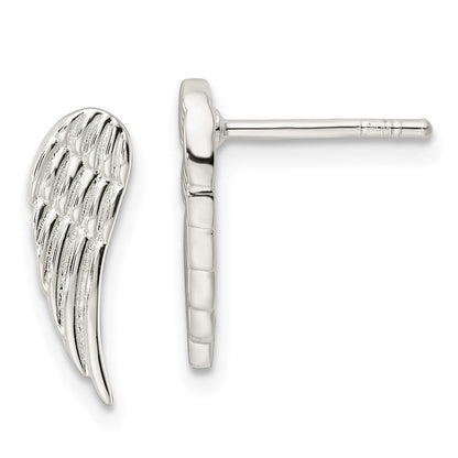 Sterlingsilber Poliert und Strukturiert Flügel Ohrstecker