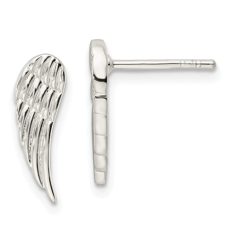 Sterlingsilber Poliert und Strukturiert Flügel Ohrstecker