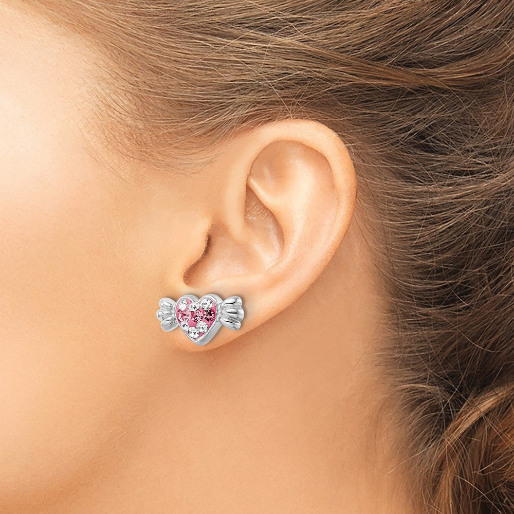 Sterlingsilber Rhodiniert Rosa Preciosa Kristall Herz Candy Ohrringe