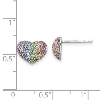 Sterlingsilber Rhodiniert Regenbogen Kristall Herz Ohrstecker