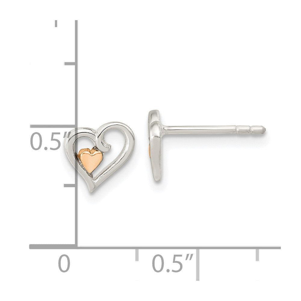 Sterlingsilber & Roséfarben Offen Herz Kinder Ohrstecker