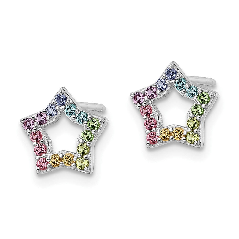 Sterlingsilber Rhodiniert Regenbogen Kristall Stern Ohrstecker