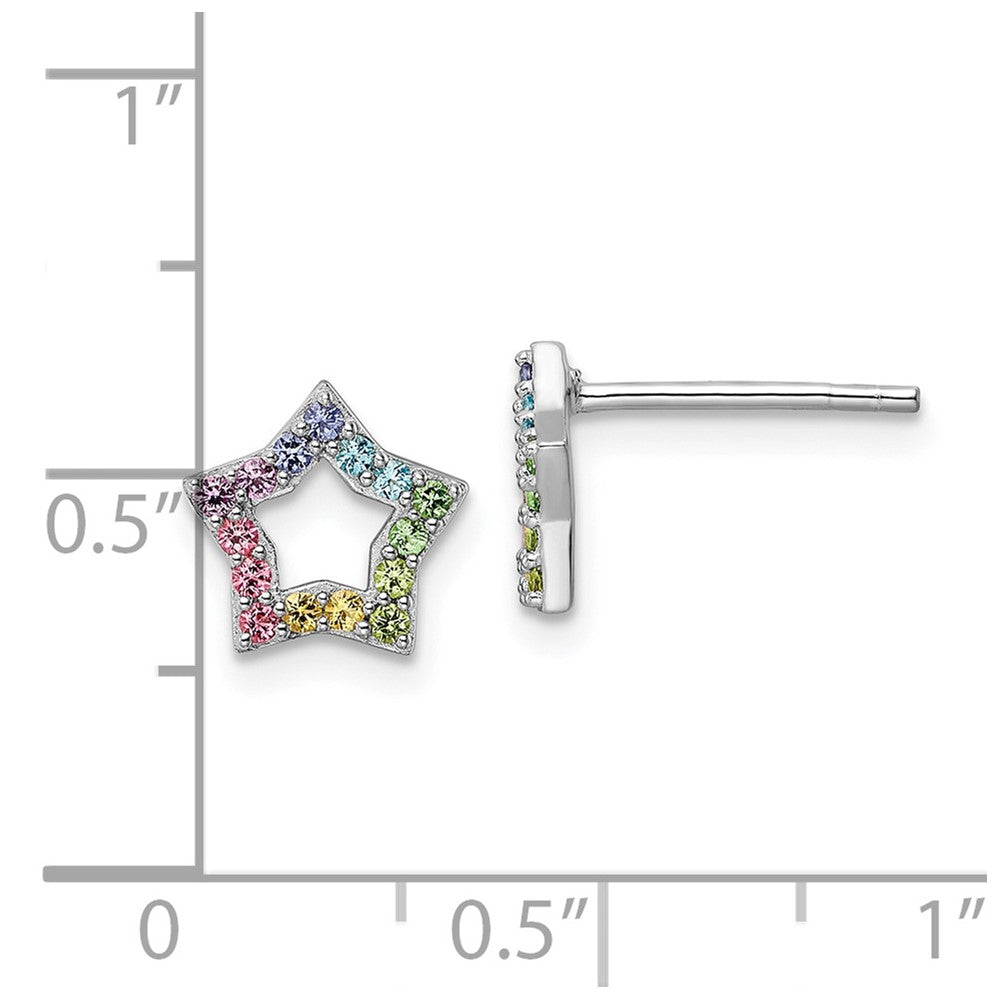 Sterlingsilber Rhodiniert Regenbogen Kristall Stern Ohrstecker