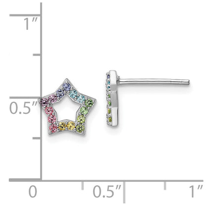 Sterlingsilber Rhodiniert Regenbogen Kristall Stern Ohrstecker