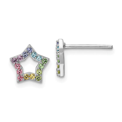 Sterlingsilber Rhodiniert Regenbogen Kristall Stern Ohrstecker