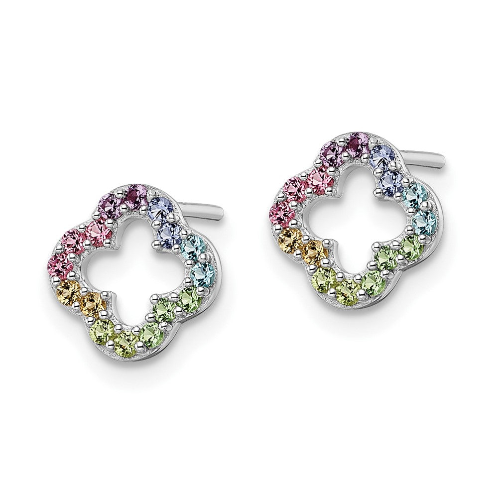 Sterlingsilber Rhodiniert Regenbogen Kristall Klee Ohrstecker