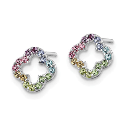 Sterlingsilber Rhodiniert Regenbogen Kristall Klee Ohrstecker