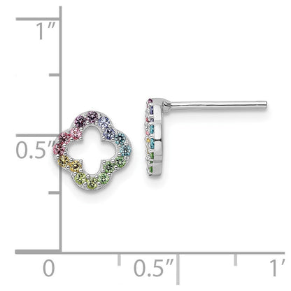 Sterlingsilber Rhodiniert Regenbogen Kristall Klee Ohrstecker