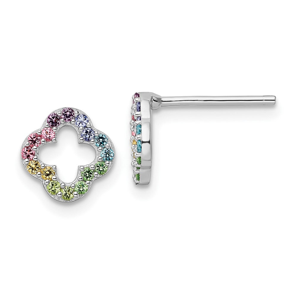 Sterlingsilber Rhodiniert Regenbogen Kristall Klee Ohrstecker