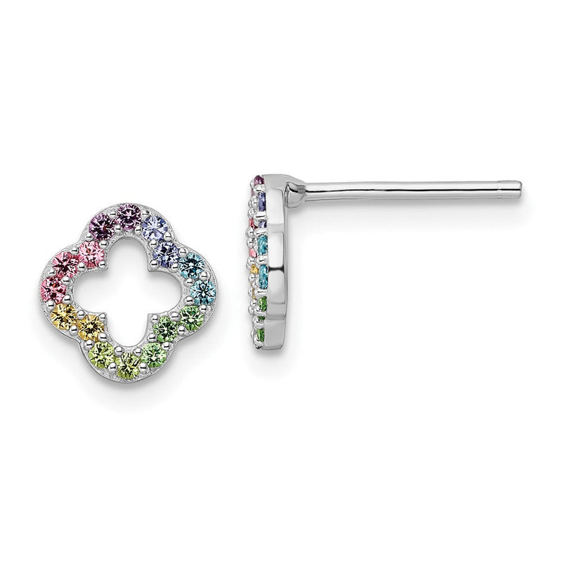 Sterlingsilber Rhodiniert Regenbogen Kristall Klee Ohrstecker